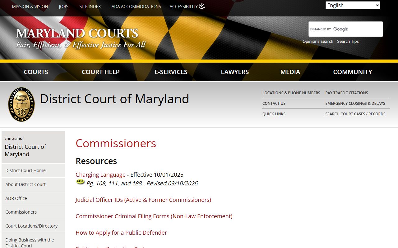 Anne Arundel County District Court commissioner directory map
