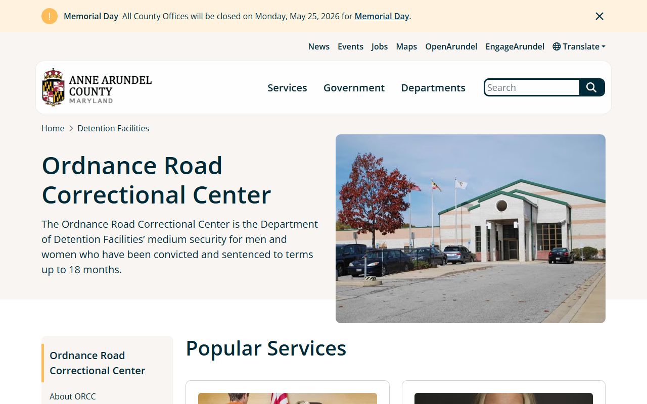 Anne Arundel County Ordnance Road correctional center inmate page